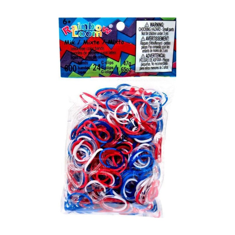 ΟΕΜ Rainbow Loom Λαστιχάκια Mix -Red-Blue -White (C02G0190170)