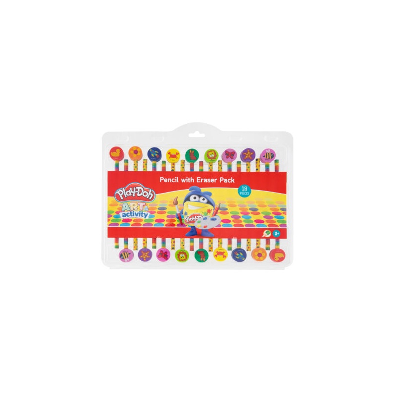 OEM Play-Doh 18 Pencils + Erasers (160008)