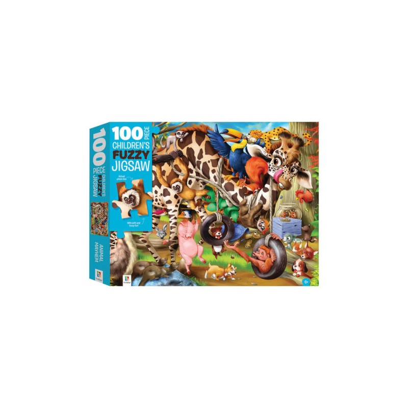 Hinkler Touch And Feel: Animal Mayhem Fuzzy 100 Piece Jigsaw (TJ-6)