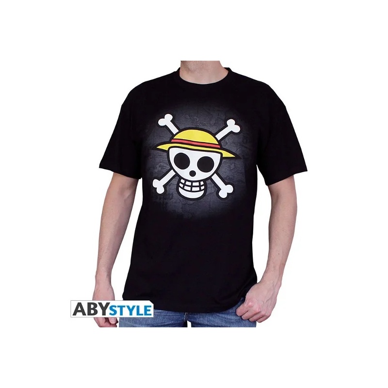 One Piece Tshirt Skull With Map Man Black Basic Small (ABYTEX040_GD_S)