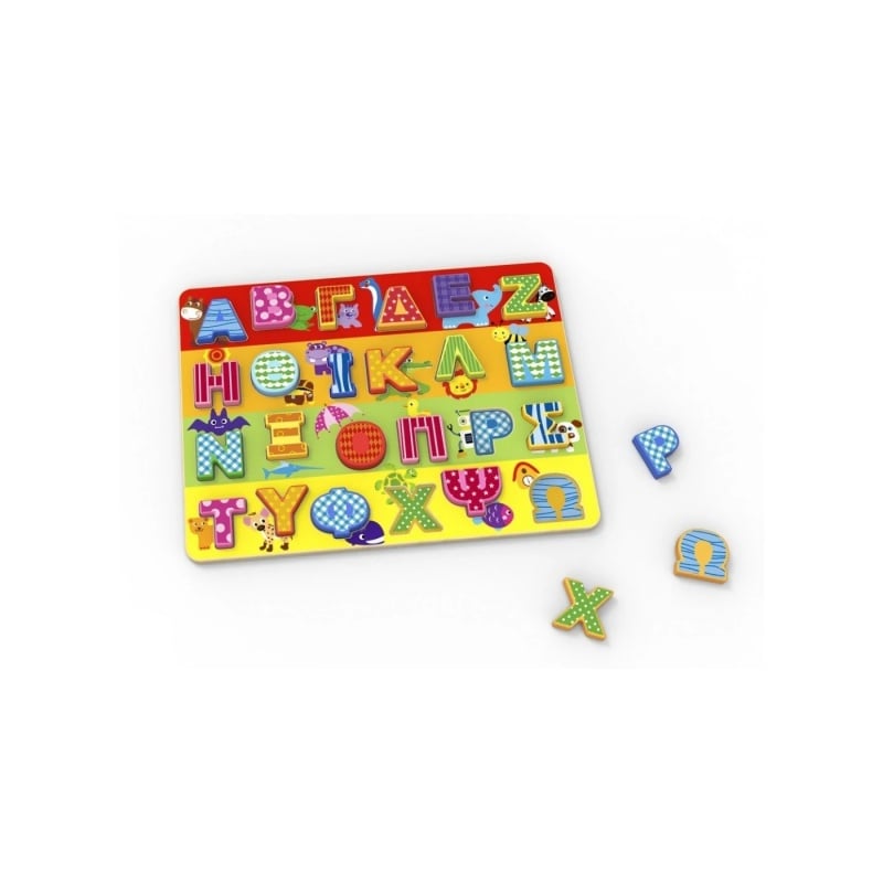 Tooky Toy Ξύλινο Πολυχρωμό Αλφάβητο Κεφαλαία (TKG005)