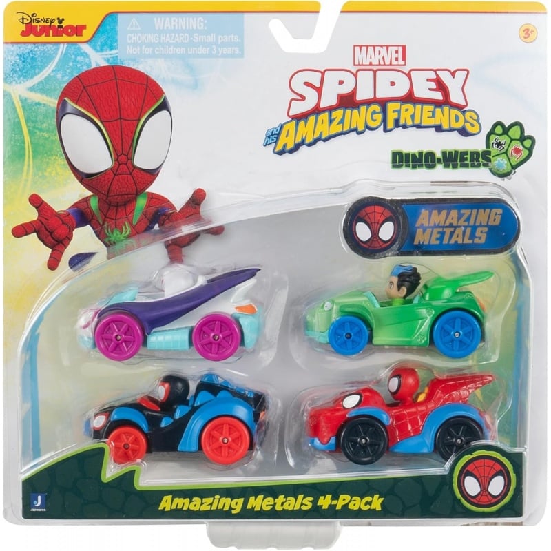 Jazwares Spidey Μεταλλικά Οχήματα Με Φιγούρα 4Τεμ. 75Εκ Dino Theme (JWS00306)