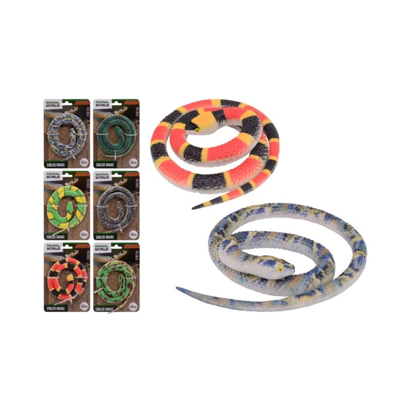 John Toy Coiled Stretch Snake On Card 60Εκ 6 Χρώματα - 1 τμχ (26076)
