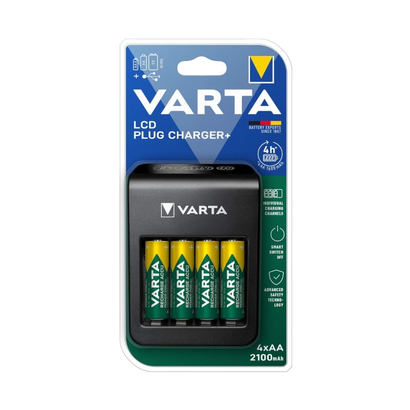 Varta Varta Φορτιστής για Μπαταρίες LCD Plug + 4x AA 2100mAh (128600)