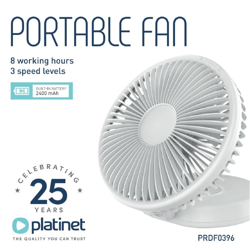 Platinet Platinet Ανεμιστήρας Φορητός Επαναφορτιζόμενος Battery Desk Fan 2x1200mAh (PRDF0396)