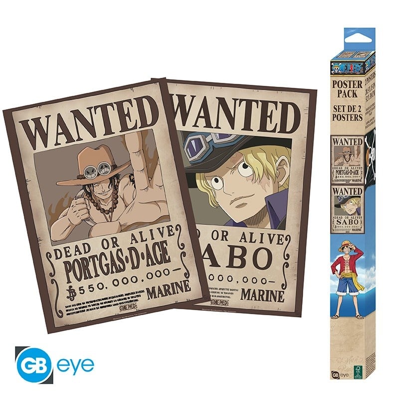 Abysse Corp Σετ 2 Αφίσες One Piece Chibi 52x38 - Wanted Sabo & Ace X4 (GBYDCO686)