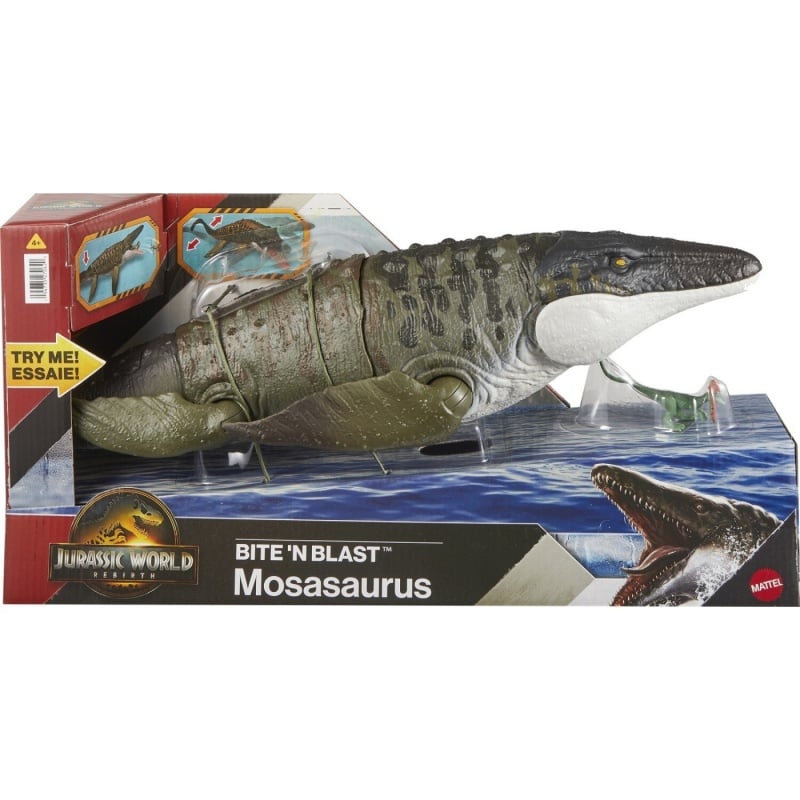 Mattel Jurassic World Rebirth Bite N Blast Mosasaurus And Mini Dilophosaurus Με Λειτουργία Κίνησης Και Ήχους (JCH00)