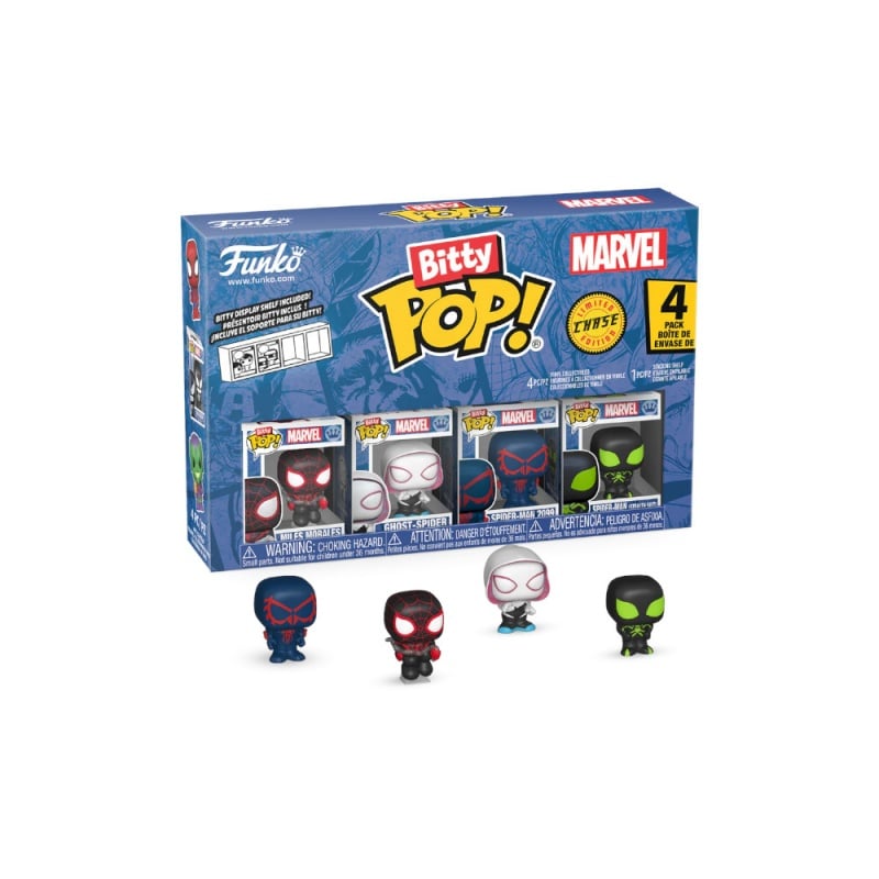 Funko Funko Pop! Bitty 4-Pack: Spiderman - Miles Morales Ghost-Spider Spiderman 2099 Spider-Man Stealth Suit (85702)