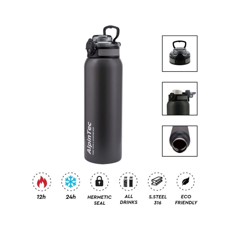 AlpicTec Παγούρι Θερμός AlpinTec 1000ml Wayfarer 316/304 - Grey (TH-1000GY)