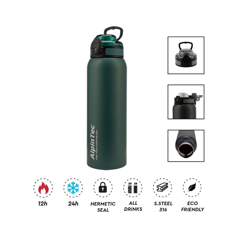 AlpicTec Παγούρι Θερμός AlpinTec 1000ml Wayfarer 316/304 - Blackish Green (TH-1000BGN)