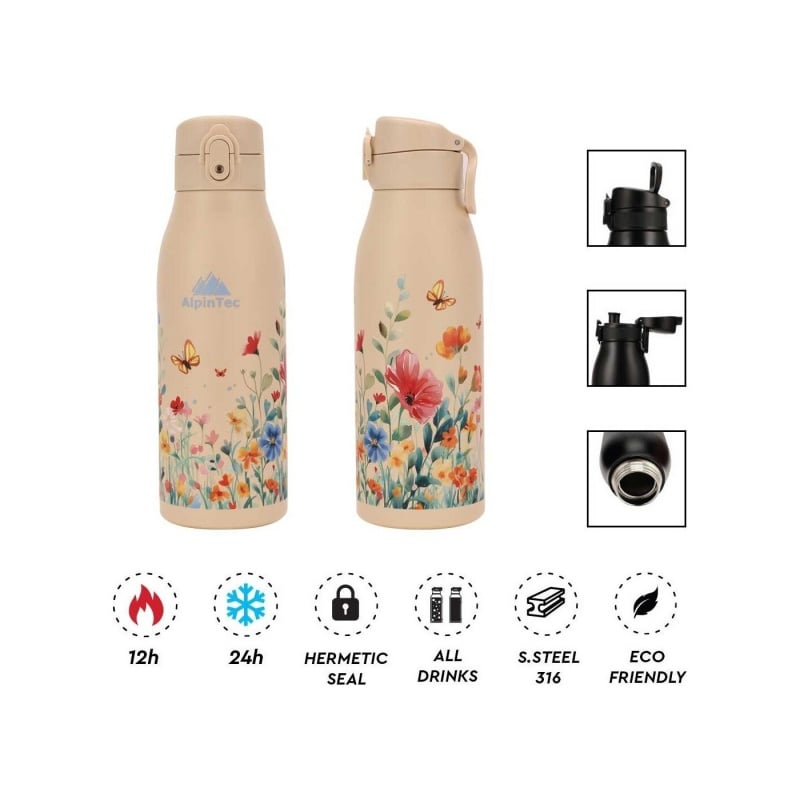 AlpicTec Παγούρι Θερμός AlpinTec 600ml Fellow2 Print 316/304 - Ivory Jade White (TH-700JW-FLW)