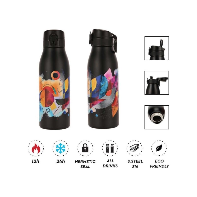AlpicTec Παγούρι Θερμός AlpinTec 600ml Fellow2 Print 316/304 - Black (TH-700BL-ABS)