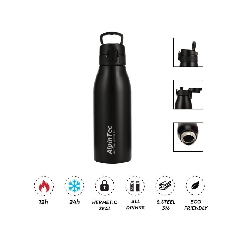 AlpicTec Παγούρι Θερμός Alpintec 600ml Fellow2 316/304 - Black (TH-601BL)