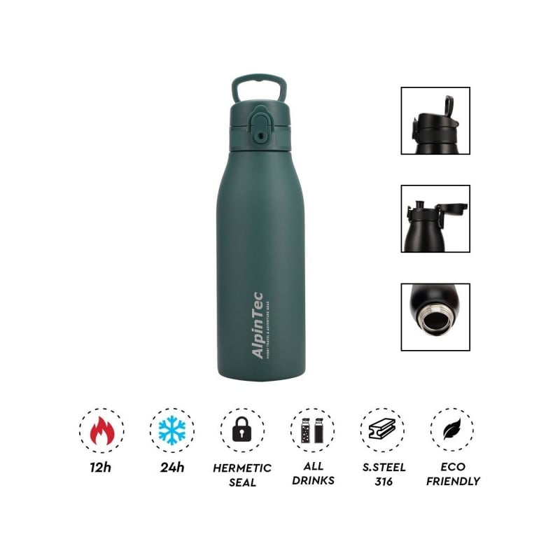 AlpicTec Παγούρι Θερμός AlpinTec 600ml Fellow2 316/304 - Blackish Green (TH-601BGN)