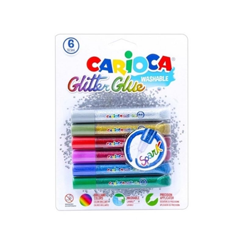 Carioca Κόλλα Glitter Spark Washable 6 Τεμαχίων 10,5 ml (23107)