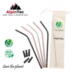 Ανοξείδωτα Οικολογικά Καλαμάκια Alpintec Πολλαπλών Χρήσεων Γυριστά (s-02)