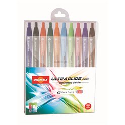 Στυλό Ultraglide RT gel με κουμπί 
μύτη fine 0,7mm blister mix 10 χρωμάτων 
(Μπλε, Μαύρο, Κόκκινο, Ροζ, Πορτοκαλί, Γαλάζιο, Αν