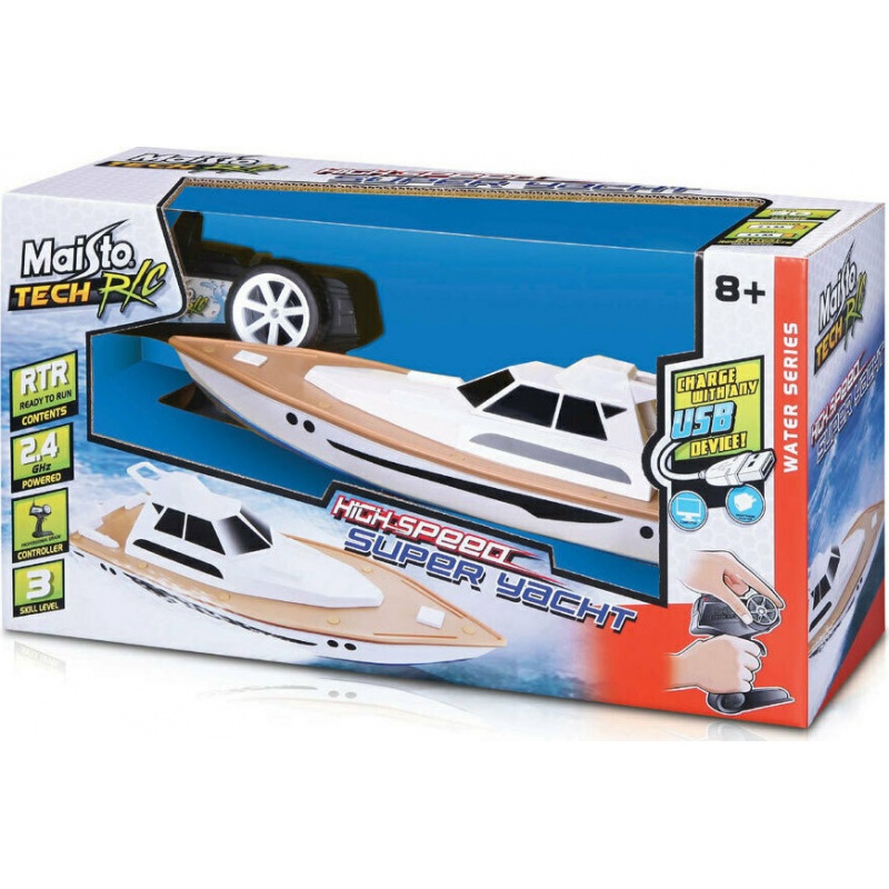 Just Toys Τηλεκατευθυνόμενο Σκάφος Maisto Tech Speed Boat Super Yacht(Usb Ver.) 2.4Ghz (Incl.Chargeable Li-Ion Batteries) (82197)