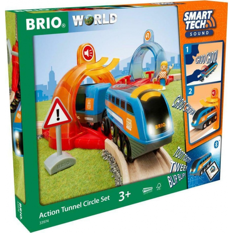 Brio World Toys Smart Tech - Σετ Επιβατικό Τρένο με Τούνελ (33974)