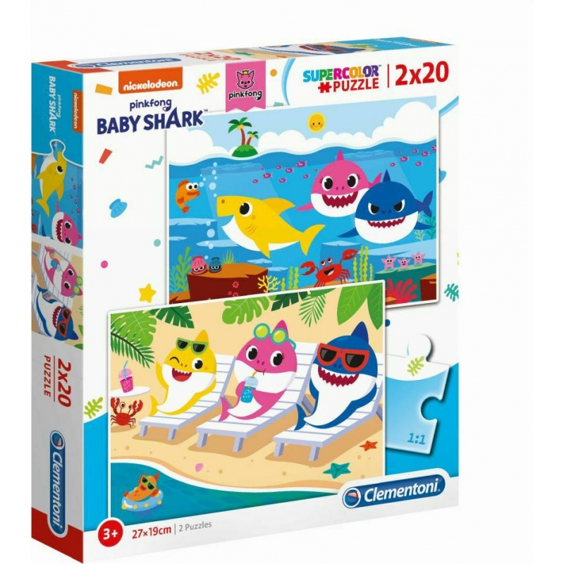 Clementoni Παιδικό Παζλ Super Color Baby Shark 2x20 τμχ (1200-24777)