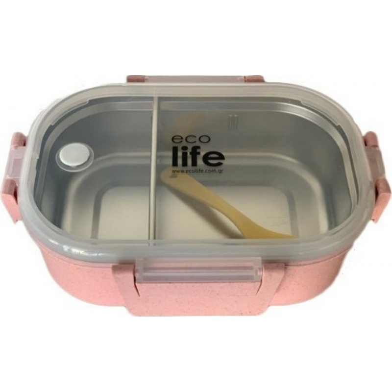 Ecolife Eco Life Φαγητοδοχειο Pink Με Χωρισμα 900Ml Pink (33-BO-9073)