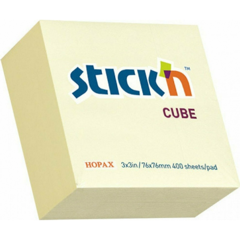 Stick'N 21072 400 φύλλα Κίτρινο 7.6 x 7.6cm (550.21072)