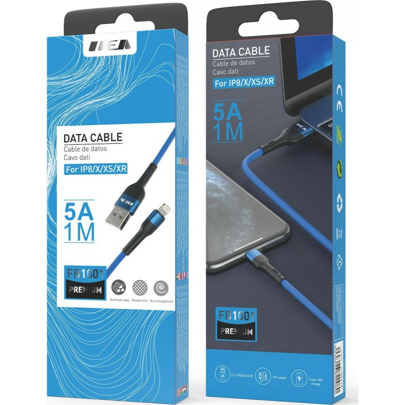 Moveteck MTK Καλώδιο Για iPhone 5-12 USB 2.0 5Α 1m FB1001 Ilea 1100015 Μπλε (463.820080)