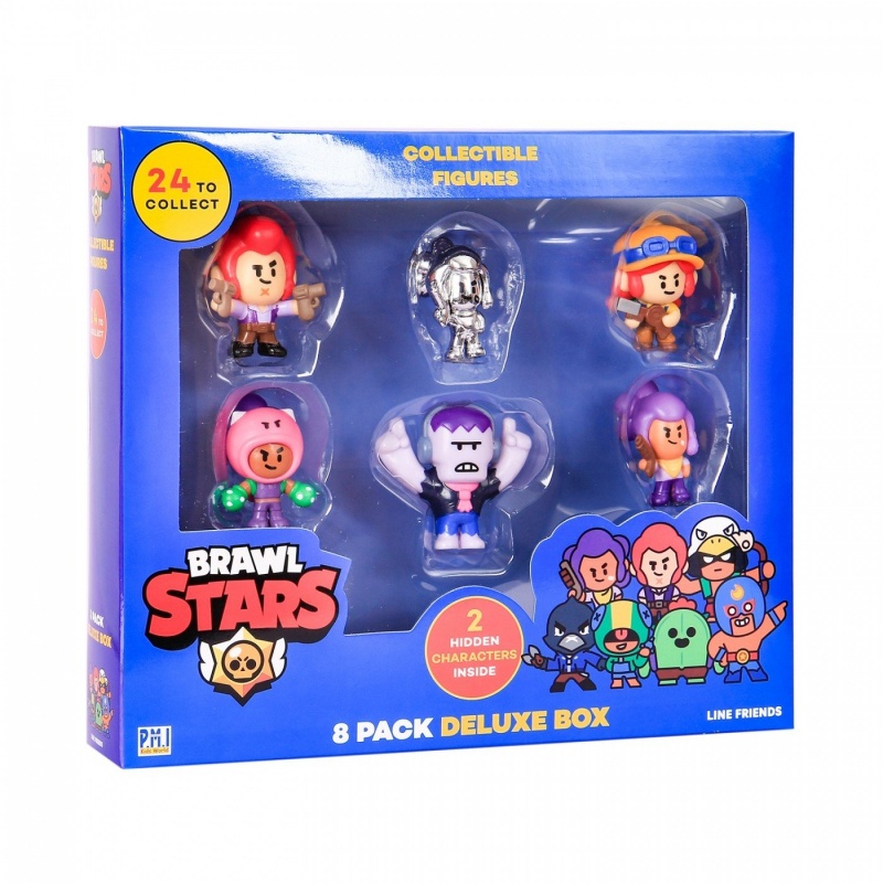 PMI Ltd P.M.I. Brawl Stars Collectible Figures - 8 Pack Deluxe Box - Including 2 Rare Hidden Characters (S1) (Τυχαίο) (BRW2070)