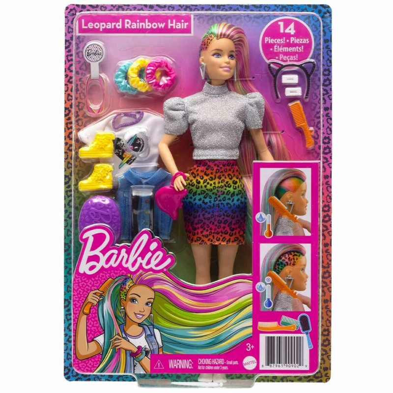 Mattel Barbie Leopard Rainbow Hair (GRN81)