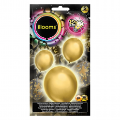 Illooms Confetti Φωτεινά Μπαλόνια σε Χρυσό 5Pack (LLM19000)